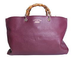 Large Bamboo Shopper, Leather, Purple, 323658.575040, S/T, 3*